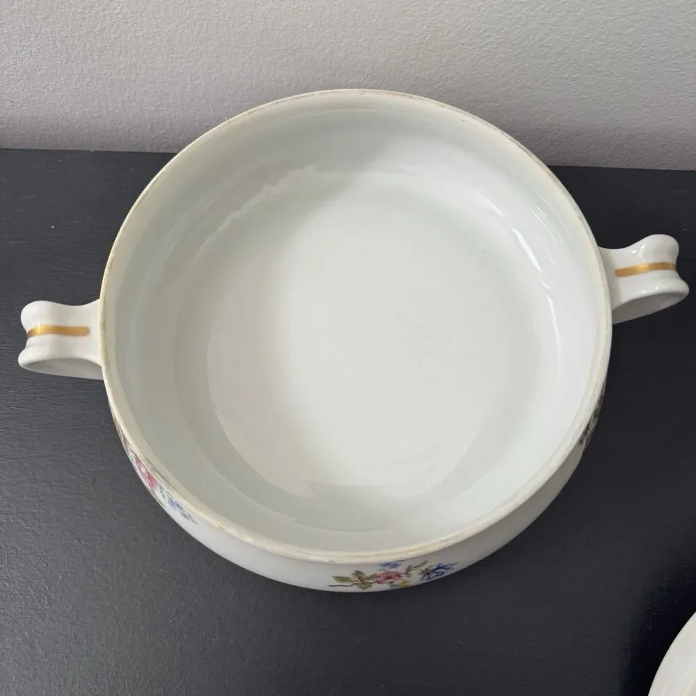 Haviland France ROSARIO‎ Vintage Vegetable Serving Dish Gold Trim Floral China